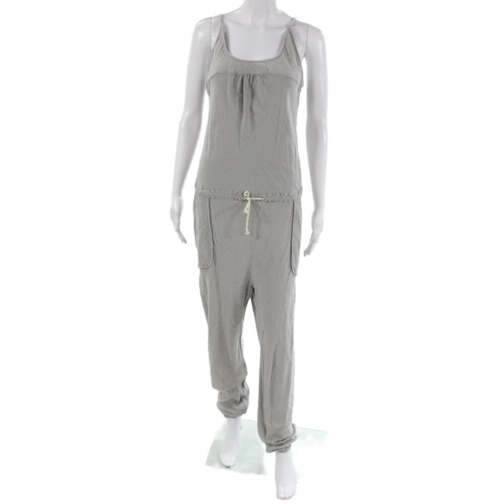 9seed Women Petite Gray Cotton Scoop Neck Sleeveless Jumpsuit Size S